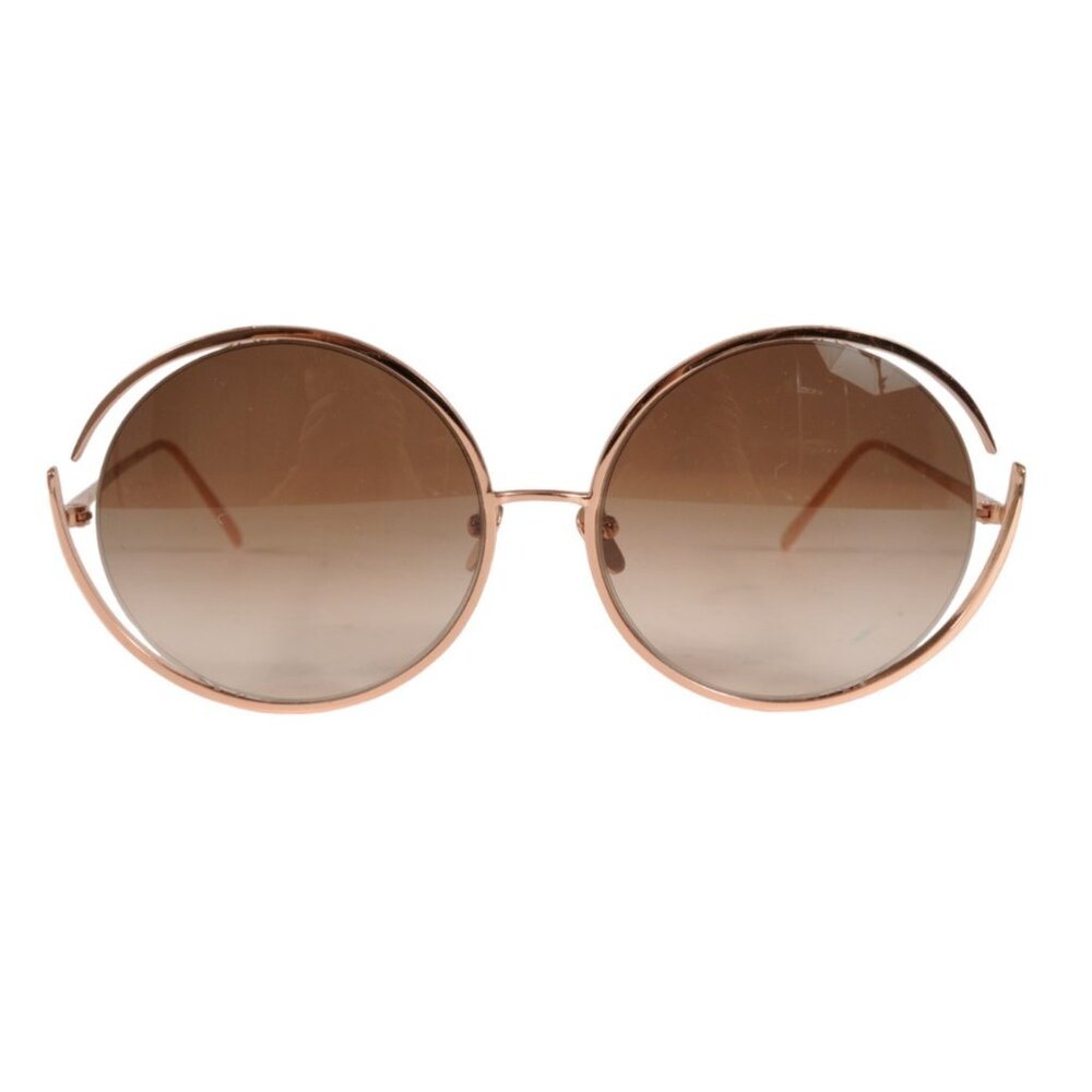Linda Farrow Womens Fontaine C6 Round Sunglasses Rose Brown Gold Glasses